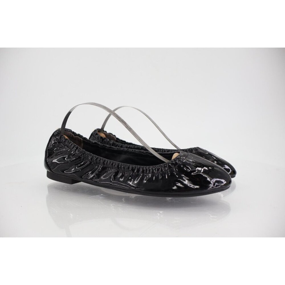 Stuart Weitzman Gabby Scrunch Leather Flat River Ballet Black Paten Leather Sz 6